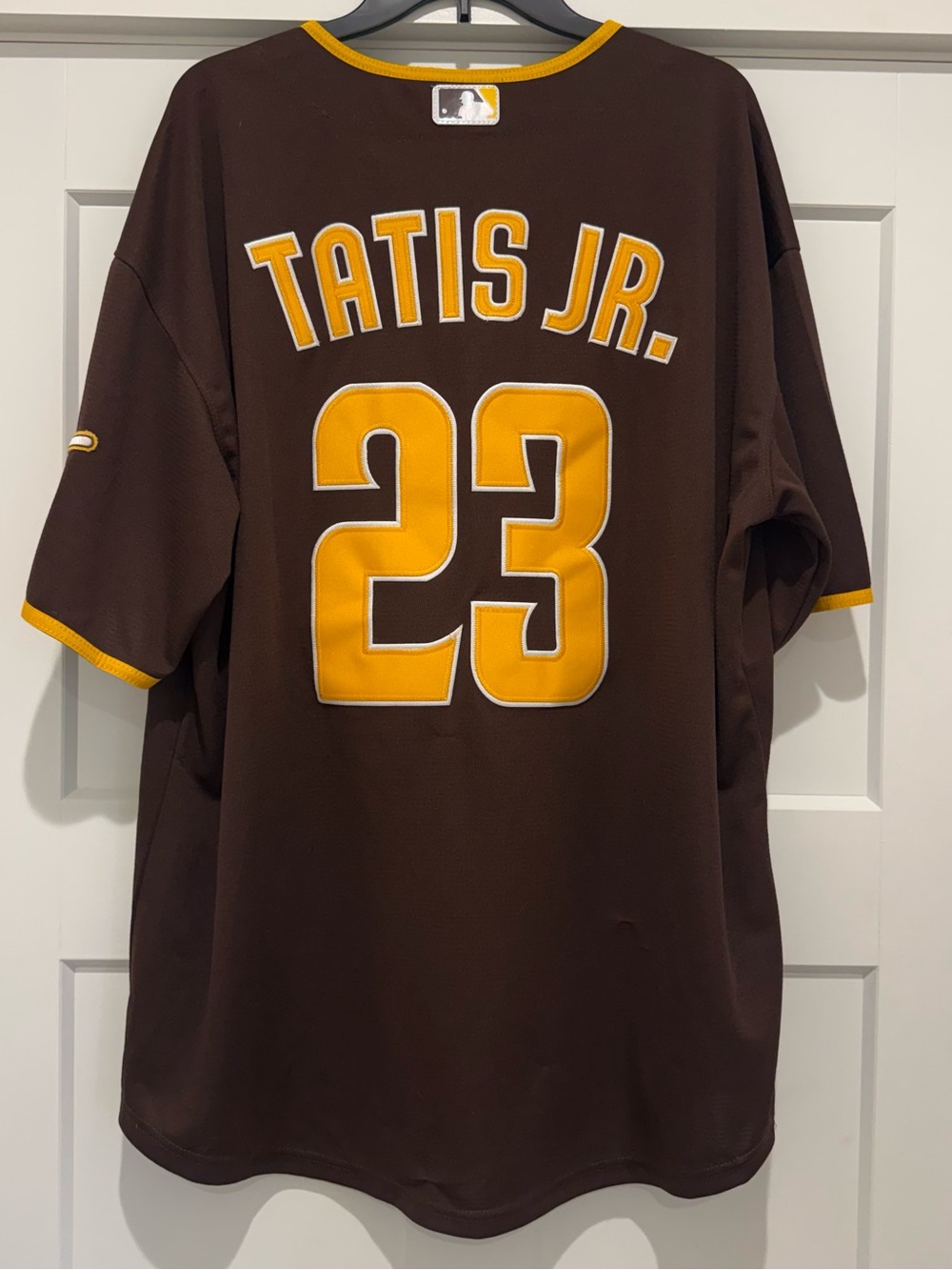 Fernando Tatis Jr. #23 Padres Brown Flex Base Sewn Stitched Jersey.